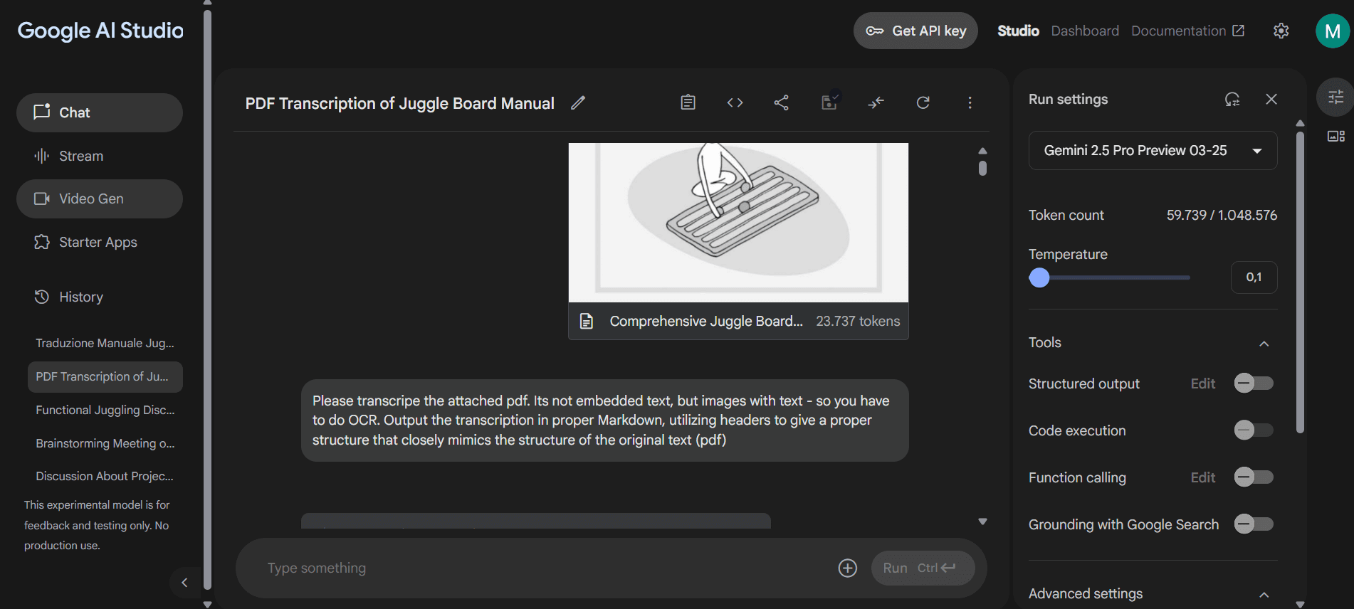 Google AI Studio - Screenshot Transcription|600